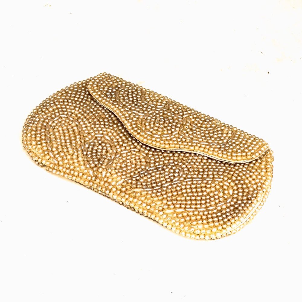 Vintage Cream Beaded Clutch/Wallet | la regale japan